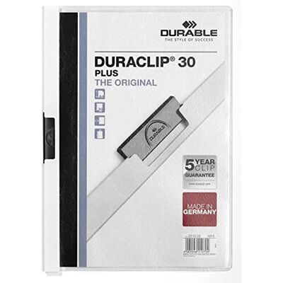 Durable Klemm-Mappe Duraclip 30 Plus, Hartfolie, bis 30 Blatt A4, weiß, 221302 Durable Klemm-Mappe Duraclip 30 Plus, Hartfolie, bis 30 Blatt A4, weiß, 221302