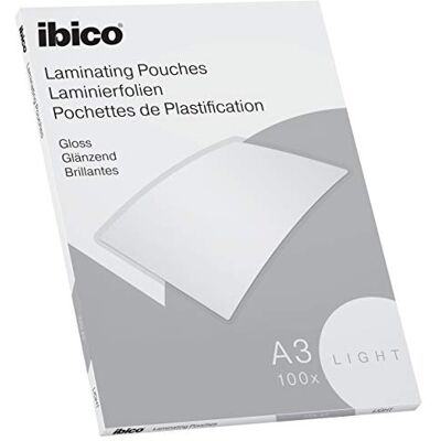 Ibico Basics Laminierfolien A3 Leicht, Heißlaminierfolien glänzend, 100 Stück, Extra Dünn, Transparent, Kristallklar, Runde Ecken, Ideal für Schule oder Büro, 627311 Ibico Basics Laminierfolien A3 Leicht, Heißlaminierfolien glänzend, 100 Stück, Extra Dünn, Transparent, Kristallklar, Runde Ecken, Ideal für Schule oder Büro, 627311