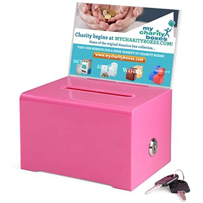 My Charity Boxes MCB Hochwertige Wahlurne mit Schloss aus Acryl, ideal für Visitenkarten und Veranstaltungen, Rosa My Charity Boxes MCB Hochwertige Wahlurne mit Schloss aus Acryl, ideal für Visitenkarten und Veranstaltungen, Rosa