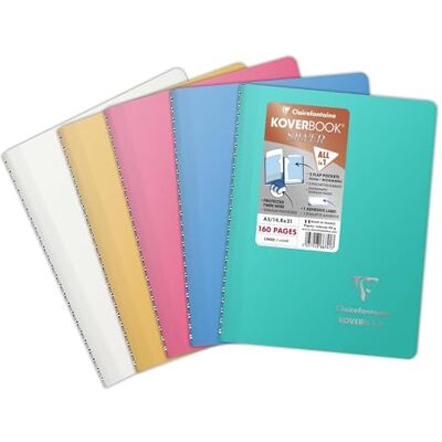 Clairefontaine 366741C Notizheft/Collegeblock Koverbook Silver, DIN A5 80 Blatt liniert 90g, blickdichter Einband aus Polypropylen, farbig sortiert Clairefontaine 366741C Notizheft/Collegeblock Koverbook Silver, DIN A5 80 Blatt liniert 90g, blickdichter Einband aus Polypropylen, farbig sortiert
