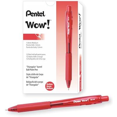 Pentel BK440-B Kugelschreiber mit Druckmechanik und ergonomischer Dreiecksgriffzone, 12-er Packung, rot Pentel BK440-B Kugelschreiber mit Druckmechanik und ergonomischer Dreiecksgriffzone, 12-er Packung, rot
