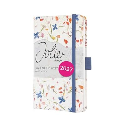 Sigel 7J306 Wochenkalender 2027 ca. A6, weiß, violett, Hardcover, Gummiband, Stiftschlaufe, Einstecktasche, 174 Seiten, vegan, nachhaltiges Papier, Terminplaner Taschenkalender Jolie Sigel 7J306 Wochenkalender 2027 ca. A6, weiß, violett, Hardcover, Gummiband, Stiftschlaufe, Einstecktasche, 174 Seiten, vegan, nachhaltiges Papier, Terminplaner Taschenkalender Jolie