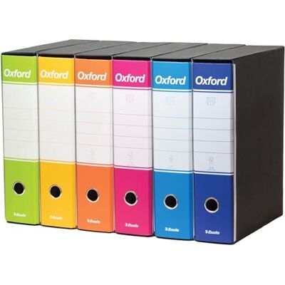 Esselte Oxford Color Mix, Set mit 6 Rekordern mit Etui Oxford G85, Format Protokoll (23 x 33 cm), Rücken 8 cm, Farben Blau, Hellblau, Hellgrün, Orange, Gelb und Fuchsia, 390785111 Esselte Oxford Color Mix, Set mit 6 Rekordern mit Etui Oxford G85, Format Protokoll (23 x 33 cm), Rücken 8 cm, Farben Blau, Hellblau, Hellgrün, Orange, Gelb und Fuchsia, 390785111