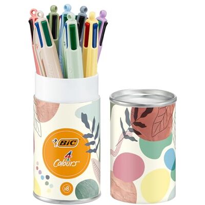 BIC 4 Colours Mineral & Pastell Kugelschreiber mit mittlerer Spitze (1,00 mm) – verschiedene Schäfte in Mineral- und Pastelltönen, Pack à 8 BIC 4 Colours Mineral & Pastell Kugelschreiber mit mittlerer Spitze (1,00 mm) – verschiedene Schäfte in Mineral- und Pastelltönen, Pack à 8