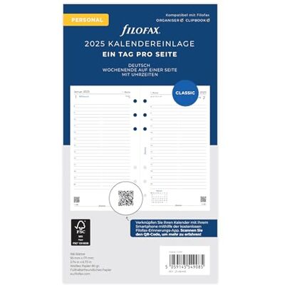 Filofax Personal 1 Tag auf einer Seite (deutsch)2025 Filofax Personal 1 Tag auf einer Seite (deutsch)2025
