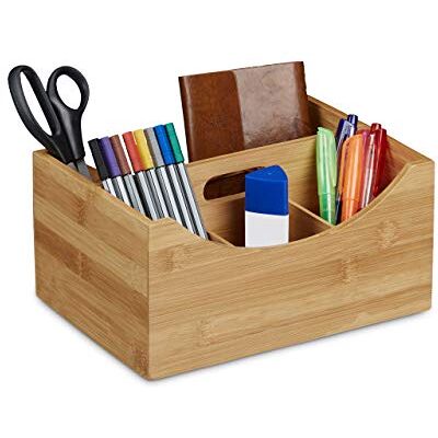 Relaxdays Schreibtischorganizer Bambus, Stifteköcher, 4 Fächer, natur Griff, natürliche Maserung, HxBxT: ca. 12 x 25 x 18 cm Relaxdays Schreibtischorganizer Bambus, Stifteköcher, 4 Fächer, natur Griff, natürliche Maserung, HxBxT: ca. 12 x 25 x 18 cm