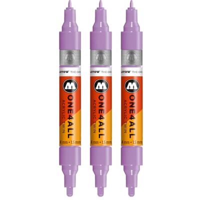 Molotow One4All Acrylic Twin Marker (1,5 und 4,0 mm Strichstärke, hochdeckend und permanent, schnell trocknend, nachfüllbar, für fast alle Untergründe) 3 Stück Farbe 246 lavendel Molotow One4All Acrylic Twin Marker (1,5 und 4,0 mm Strichstärke, hochdeckend und permanent, schnell trocknend, nachfüllbar, für fast alle Untergründe) 3 Stück Farbe 246 lavendel