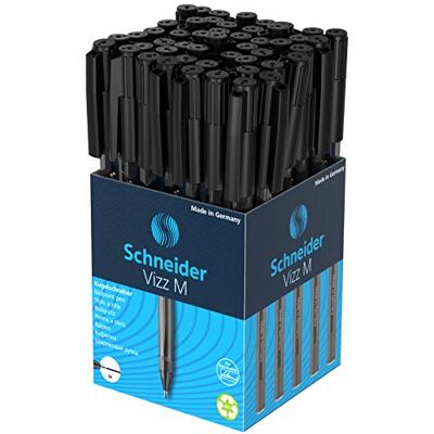 Schneider 102201 Vizz Kugelschreiber (für leichtes und schnelles Schreiben, Schaft in Schreibfarbe, Strichbreite M) 50 Stück, Schwarz Schneider 102201 Vizz Kugelschreiber (für leichtes und schnelles Schreiben, Schaft in Schreibfarbe, Strichbreite M) 50 Stück, Schwarz