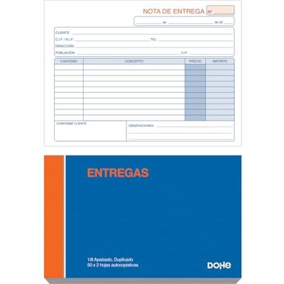 DOHE Lieferscheinheft (10 Stück) 50 Blatt (50 Blatt mit 1 Kopie), Größe A6 Querformat 15 x 10 cm, Blöcke auf Spanisch für Warenversand, Büromaterial DOHE Lieferscheinheft (10 Stück) 50 Blatt (50 Blatt mit 1 Kopie), Größe A6 Querformat 15 x 10 cm, Blöcke auf Spanisch für Warenversand, Büromaterial