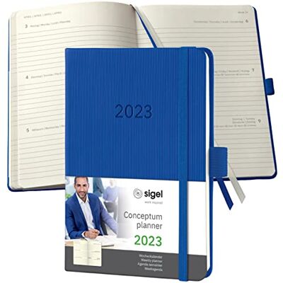 Sigel C2369 Terminplaner Wochenkalender 2023 ca. A6 blau Hardcover 176 Seiten Gummiband, Stiftschlaufe, Archivtasche PEFC-zertifiziert Conceptum Sigel C2369 Terminplaner Wochenkalender 2023 ca. A6 blau Hardcover 176 Seiten Gummiband, Stiftschlaufe, Archivtasche PEFC-zertifiziert Conceptum