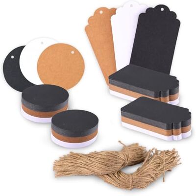 Creative Florence Tonkarton Geschenkanhänger & Etiketten 200 Stück Set mit Kraft, Weiß und Schwarz- Blanko Anhänger Inklusive Juteschnur Creative Florence Tonkarton Geschenkanhänger & Etiketten 200 Stück Set mit Kraft, Weiß und Schwarz- Blanko Anhänger Inklusive Juteschnur