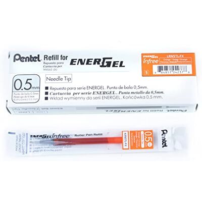 Pentel EnerGel Pure LRN5TL Nachfüllmine für 0.5 mm Gelschreiber, orange (12 Stück) Pentel EnerGel Pure LRN5TL Nachfüllmine für 0.5 mm Gelschreiber, orange (12 Stück)