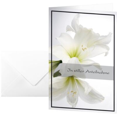Sigel Trauerkarten Weiße Amaryllis 10er Set mit Umschlägen DS006, Ohne Text, optimal zum Bedrucken Sigel Trauerkarten Weiße Amaryllis 10er Set mit Umschlägen DS006, Ohne Text, optimal zum Bedrucken