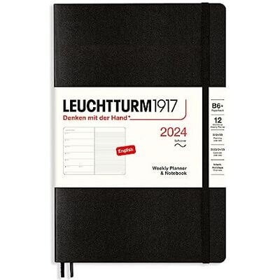 LEUCHTTURM1917 367820 Wochenkalender & Notizbuch Softcover Paperback (B6+) 2024, 12 Monate, Schwarz, Englisch LEUCHTTURM1917 367820 Wochenkalender & Notizbuch Softcover Paperback (B6+) 2024, 12 Monate, Schwarz, Englisch
