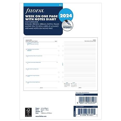 Filofax A5 Woche auf einer Seite mit Notizen 2024 Terminplaner Filofax A5 Woche auf einer Seite mit Notizen 2024 Terminplaner