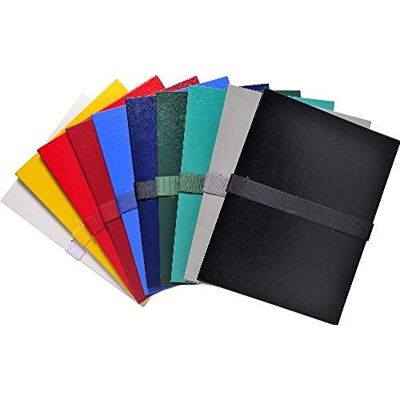 Exacompta Dokumentenmappe 390 mit dehnbarem Faltenrücken und Klettverschlussgurt aus festem Karton mit farbigem Stoffeinband Balacron 10er Pack Exacompta Dokumentenmappe 390 mit dehnbarem Faltenrücken und Klettverschlussgurt aus festem Karton mit farbigem Stoffeinband Balacron 10er Pack