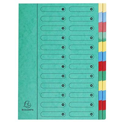 Exacompta 5124E Premium Ordnungsmappe aus extra starkem Colorspan-Karton DIN A4 24 vollfarbige bunte Fächer mit Organisationsdruck und dehnbarem Rücken Ringmappe Register-Mappe grün Exacompta 5124E Premium Ordnungsmappe aus extra starkem Colorspan-Karton DIN A4 24 vollfarbige bunte Fächer mit Organisationsdruck und dehnbarem Rücken Ringmappe Register-Mappe grün