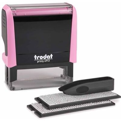 Trodat 4913 Printy Textstempel Typomatic, Stempelset zum Selbersetzen, Kissen, Pastell Rosa Trodat 4913 Printy Textstempel Typomatic, Stempelset zum Selbersetzen, Kissen, Pastell Rosa