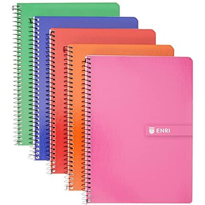 Enri 100430081 5er-Pack Notizbücher, Spiralbindung, Hardcover, A5 Enri 100430081 5er-Pack Notizbücher, Spiralbindung, Hardcover, A5
