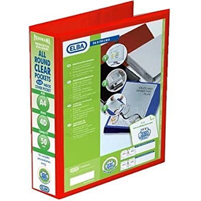 Elba A4 D-Ringbuch, 4 D-Ringe, 50 mm Kapazität, 70 mm Rücken, Präsentationsmappe mit anpassbarem Einband, Hochformat, Rot (einzeln) Elba A4 D-Ringbuch, 4 D-Ringe, 50 mm Kapazität, 70 mm Rücken, Präsentationsmappe mit anpassbarem Einband, Hochformat, Rot (einzeln)