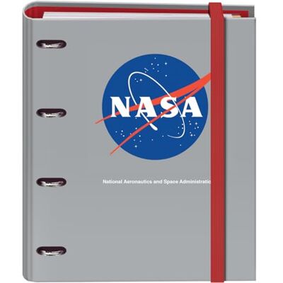 DOHE Ordner mit 4 Ringen mit Nachfüllung, 100 Blatt, A4, Gummiverschluss, 4 farbige Trennblätter, Dokumententasche, Papier 90 g/m², Kompressor, Schulmaterial NASA Grey Grau DOHE Ordner mit 4 Ringen mit Nachfüllung, 100 Blatt, A4, Gummiverschluss, 4 farbige Trennblätter, Dokumententasche, Papier 90 g/m², Kompressor, Schulmaterial NASA Grey Grau