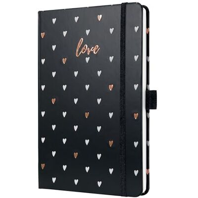 Sigel J5335 Wochenkalender Jolie 2025, Dark Love, ca. A5, schwarz, Hardcover, Gummiband, Stiftschlaufe, Einstecktasche, 174 Seiten, vegan, Buchkalender, Terminplaner Sigel J5335 Wochenkalender Jolie 2025, Dark Love, ca. A5, schwarz, Hardcover, Gummiband, Stiftschlaufe, Einstecktasche, 174 Seiten, vegan, Buchkalender, Terminplaner