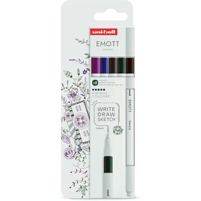 uni-ball Emott Marker-Set, Vintage-Farben, 5 Stück uni-ball Emott Marker-Set, Vintage-Farben, 5 Stück