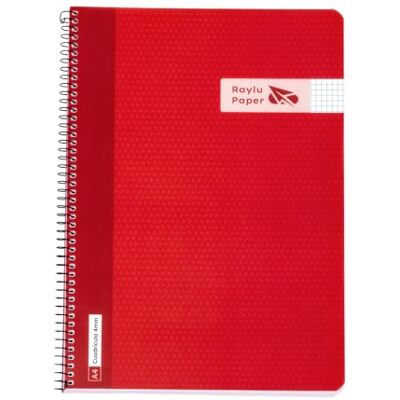 RAYLU PAPER Packung mit A4-Notizbüchern mit Spiralbindung und stabilem Deckel aus Polypropylen, 80 Blatt, 90 g, Notizbuch in lebendigen Farben für Unterlagen, Studium, Büro und Universität (rot RAYLU PAPER Packung mit A4-Notizbüchern mit Spiralbindung und stabilem Deckel aus Polypropylen, 80 Blatt, 90 g, Notizbuch in lebendigen Farben für Unterlagen, Studium, Büro und Universität (rot