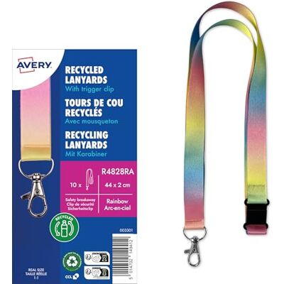 Avery R4828RA Schlüsselband 10 Stück (44x2cm, Lanyard, Kartenhalter mit Karabinerhaken/Sicherheitsverschluss, für Ausweishülle, Kartenhülle, Namenschilder, Umhängeband, Nackenband) bunt Avery R4828RA Schlüsselband 10 Stück (44x2cm, Lanyard, Kartenhalter mit Karabinerhaken/Sicherheitsverschluss, für Ausweishülle, Kartenhülle, Namenschilder, Umhängeband, Nackenband) bunt