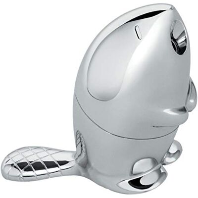 Alessi Kastor Anspitzer Bleistiftspitzer aus verchromtem Zamak, Silber, L 10cm, B 5cm, H 8cm Alessi Kastor Anspitzer Bleistiftspitzer aus verchromtem Zamak, Silber, L 10cm, B 5cm, H 8cm
