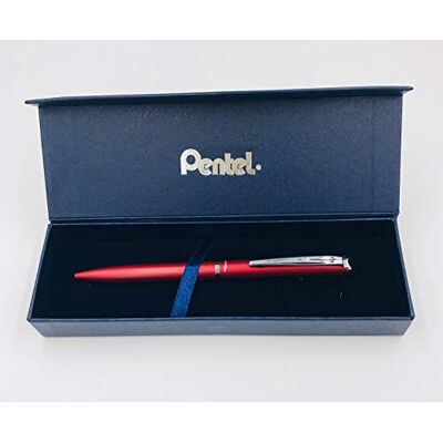 Pentel BL2007 EnerGel Tintenroller, hochwertig, einziehbar, Spitze 0,7 mm, Korpus aus mattem Metall, Rot – Geschenkbox Pentel BL2007 EnerGel Tintenroller, hochwertig, einziehbar, Spitze 0,7 mm, Korpus aus mattem Metall, Rot – Geschenkbox