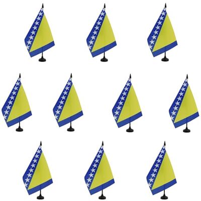 AZ FLAG 10er-Set Tischflaggen Bosnien und Herzegowina 21x14 cm Für innen Bosnische Tischflagge Босна и Херцеговина genähte Ausführung mit verstärkten Kanten 100D Polyester AZ FLAG 10er-Set Tischflaggen Bosnien und Herzegowina 21x14 cm Für innen Bosnische Tischflagge Босна и Херцеговина genähte Ausführung mit verstärkten Kanten 100D Polyester