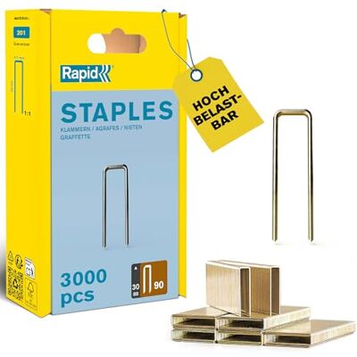 RAPID Schmalrückenklammern Typ 90, 30 mm, geharzte Oberfläche, 3000 Stk RAPID Schmalrückenklammern Typ 90, 30 mm, geharzte Oberfläche, 3000 Stk