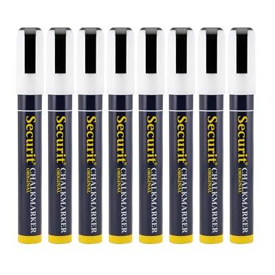 SECURIT 8er-Set Kreidemarker Für nicht-poröse Oberflächen (Schwarze Tafel, Glas, Metall, Spiegel...) Mittelstarke Spitze 2-6 mm Weiß SECURIT 8er-Set Kreidemarker Für nicht-poröse Oberflächen (Schwarze Tafel, Glas, Metall, Spiegel...) Mittelstarke Spitze 2-6 mm Weiß