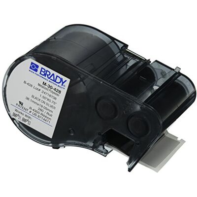 Brady Metallisches Polyesteretikett für Etikettenhersteller, 19,05mm x 38,10mm, Schwarz auf Silber, 260 Stück Brady Metallisches Polyesteretikett für Etikettenhersteller, 19,05mm x 38,10mm, Schwarz auf Silber, 260 Stück