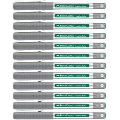 Faber-Castell Tintenroller Free Ink Grün, 12 Stück Dokumentenechter Rollerball mit 0,4 mm Spitze für präzises Schreiben und Notizen Faber-Castell Tintenroller Free Ink Grün, 12 Stück Dokumentenechter Rollerball mit 0,4 mm Spitze für präzises Schreiben und Notizen