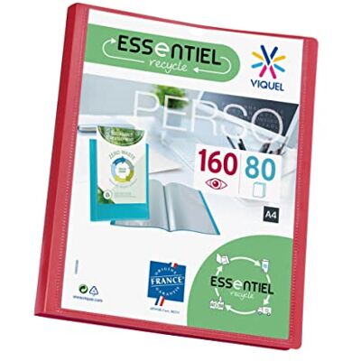 Viquel Präsentationsmappe, 160 Seiten, A4-Format, personalisierbare Einband, glatte, transparente Hüllen, recycelt, Rot Viquel Präsentationsmappe, 160 Seiten, A4-Format, personalisierbare Einband, glatte, transparente Hüllen, recycelt, Rot