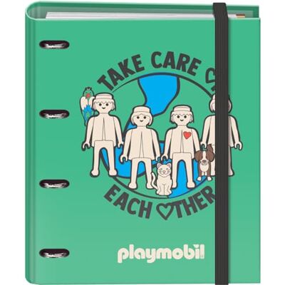DOHE Ordner mit 4 Ringen mit Nachfüllung, 100 Blatt, A4, Gummiverschluss, 4 farbige Trennblätter, Dokumententasche, Papier 90 g/m², Kompressor, Schulmaterial Playmobil Green Future DOHE Ordner mit 4 Ringen mit Nachfüllung, 100 Blatt, A4, Gummiverschluss, 4 farbige Trennblätter, Dokumententasche, Papier 90 g/m², Kompressor, Schulmaterial Playmobil Green Future