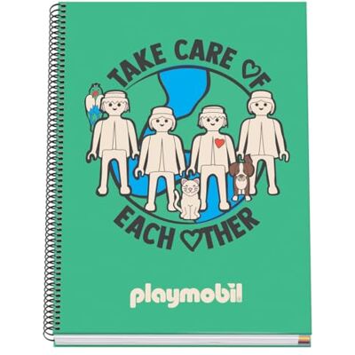 DOHE A4-Notizbuch, kariert, Spiralbindung, 100 Blatt mit 90 g/m², kariert, 5 mm, Hardcover, Playmobil Green Future, Schulmaterial Grün DOHE A4-Notizbuch, kariert, Spiralbindung, 100 Blatt mit 90 g/m², kariert, 5 mm, Hardcover, Playmobil Green Future, Schulmaterial Grün