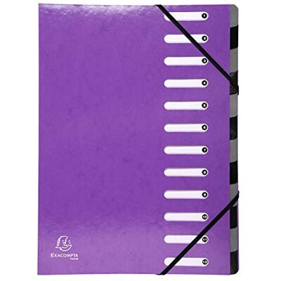 Exacompta 53926E Premium Ordnungsmappe Iderama. Aus beschichtetem Colorspan-Karton DIN A4 12 vollfarbige Fächer, dehnbarer Rücken und 2 Gummizüge mit Indexfenstern Register-Mappe violett Exacompta 53926E Premium Ordnungsmappe Iderama. Aus beschichtetem Colorspan-Karton DIN A4 12 vollfarbige Fächer, dehnbarer Rücken und 2 Gummizüge mit Indexfenstern Register-Mappe violett