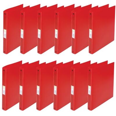 Q-Connect KF02907 Ringbuch / 12 Stück/ A4 4-Ring 25 mm/Farbe: Rot Transparent/aus Starkem Transluzente PP-Folie / 31 mm Rücken/Ringhefter Plastik/Ringordner Schmal Dünne Ordner Q-Connect KF02907 Ringbuch / 12 Stück/ A4 4-Ring 25 mm/Farbe: Rot Transparent/aus Starkem Transluzente PP-Folie / 31 mm Rücken/Ringhefter Plastik/Ringordner Schmal Dünne Ordner