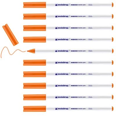 edding 4600 Textilstift orange 10 Stück Rundspitze 1 mm Textilstifte waschmaschinenfest (60 °C) zum Stoff bemalen Stoffmalstift edding 4600 Textilstift orange 10 Stück Rundspitze 1 mm Textilstifte waschmaschinenfest (60 °C) zum Stoff bemalen Stoffmalstift