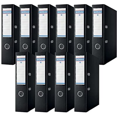 DONAU Premium Ordner Breit 10er Pack/DIN A4 / 7,5 cm / 10 Stück/Schwarz/Kunststoffbezug PP/Carton Papier Schlitzordner Büroordner Aktenordner Ringordner/Grünen Punkt DONAU Premium Ordner Breit 10er Pack/DIN A4 / 7,5 cm / 10 Stück/Schwarz/Kunststoffbezug PP/Carton Papier Schlitzordner Büroordner Aktenordner Ringordner/Grünen Punkt