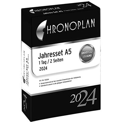 Chronoplan 50204 Kalendereinlage 2024 (Jahres-Set A5 (148x210mm), Ersatzkalendarium für Terminplaner, Tagesplaner, ideal für detaillierte Tagesplanung, 1 Tag auf 2 Seiten, mit Universallochung) weiß Chronoplan 50204 Kalendereinlage 2024 (Jahres-Set A5 (148x210mm), Ersatzkalendarium für Terminplaner, Tagesplaner, ideal für detaillierte Tagesplanung, 1 Tag auf 2 Seiten, mit Universallochung) weiß
