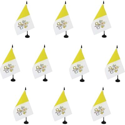 AZ FLAG 10er-Set Tischflaggen Vatikanstadt 21x14 cm Kunststoffsockel Für innen Staat Vatikanstadt Tischflagge Città del Vaticano genähte Ausführung mit verstärkten Kanten mit Kunststoffstab AZ FLAG 10er-Set Tischflaggen Vatikanstadt 21x14 cm Kunststoffsockel Für innen Staat Vatikanstadt Tischflagge Città del Vaticano genähte Ausführung mit verstärkten Kanten mit Kunststoffstab