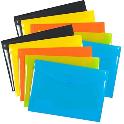 A6 50% recycelte Dokumentenmappe mit Druckknopf, 10 Stück, grün, schwarz, blau, gelb, orange, eco078x2 A6 50% recycelte Dokumentenmappe mit Druckknopf, 10 Stück, grün, schwarz, blau, gelb, orange, eco078x2