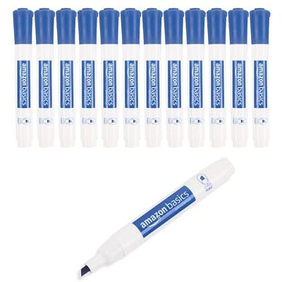 Amazon Dry Erase Markers For Whiteboards, Chisel Tip, Low-Odor, Blue, Pack of 12 Amazon Dry Erase Markers For Whiteboards, Chisel Tip, Low-Odor, Blue, Pack of 12