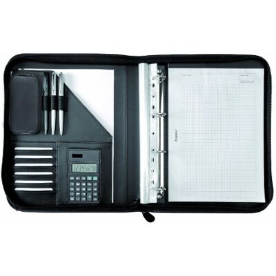 ALASSIO 30104 Ringbuchmappe A4 Porto, Tagungsmappe aus FINEtouch-Lederimitat, Schreibmappe mit Block im Format DIN A4, Businessmappe mit Taschenrechner, Dokumentenmappe schwarz, Mappe 36x29×5,5 cm ALASSIO 30104 Ringbuchmappe A4 Porto, Tagungsmappe aus FINEtouch-Lederimitat, Schreibmappe mit Block im Format DIN A4, Businessmappe mit Taschenrechner, Dokumentenmappe schwarz, Mappe 36x29×5,5 cm