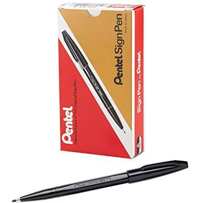 Pentel S520-A Sign Pen Faserschreiber, 0,8 mm Strichstärke, schwarz, 12er Pack Pentel S520-A Sign Pen Faserschreiber, 0,8 mm Strichstärke, schwarz, 12er Pack