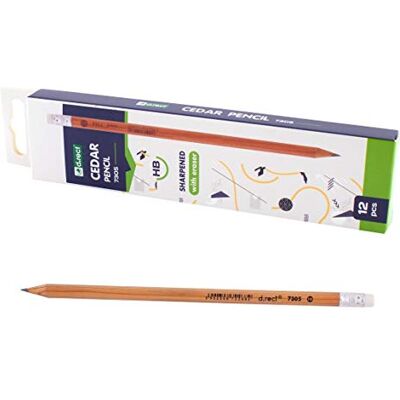 D.RECT Zeder Bleistifte mit Radiergummi 12er Set, HB, 0.5mm, Graphit, Schwarz, Beidhändig, Gepunktet, Mit Radiergummi D.RECT Zeder Bleistifte mit Radiergummi 12er Set, HB, 0.5mm, Graphit, Schwarz, Beidhändig, Gepunktet, Mit Radiergummi